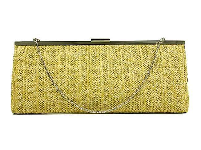 Evening Bag - Braided Straw Like w/ Metal Frame - Beige BG-92071BEI